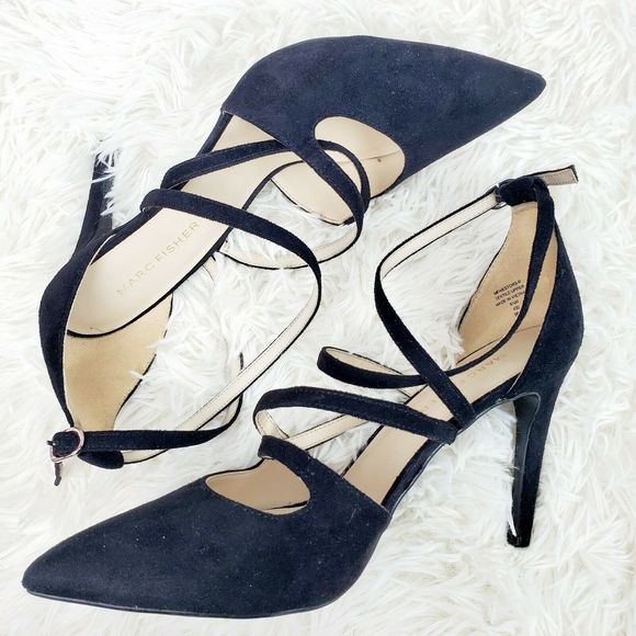 Marc Fischer Black Strappy Stilettos 8 1/2M NWOB - Picture 2 of 6